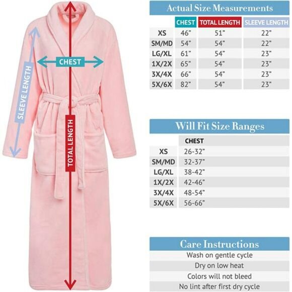 Women's Warm Fleece Winter Robe, Long Plush Bathrobe - Picture 5 of 6